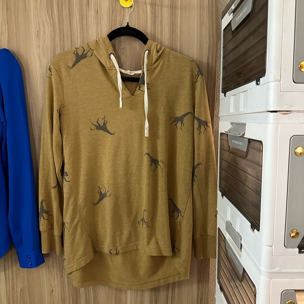 Men's Tan Dinosaur Print Hoodie Sweater